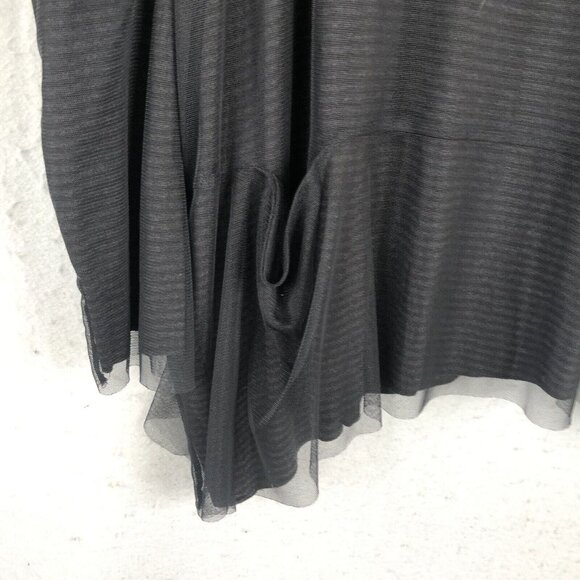 Luukaa Top Women 14 Black Stripe Mesh T Lagenlook Layered Whimsigoth Drapey - Picture 11 of 15